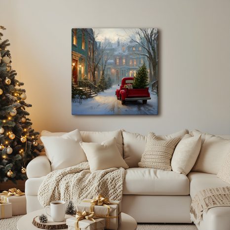 OBRAZ VÁNOČNÍ ATMOSFÉRA V ZASNĚŽENÉ ULICI - VÁNOČNÍ A ZIMNÍ OBRAZY - OBRAZY