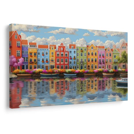 WANDBILD BUNTE HÄUSER AM KANAL - BUNTE HÄUSER - BILDER