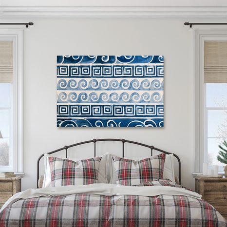 TABLEAU SUR TOILE – MOTIFS GRECS BLEUS À L’AQUARELLE - TABLEAUX PAR THÈME - TABLEAUX