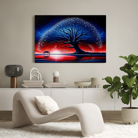 OBRAZ STROM ŽIVOTA PŘI ZÁPADU SLUNCE - OBRAZY STROMY ŽIVOTA - OBRAZY