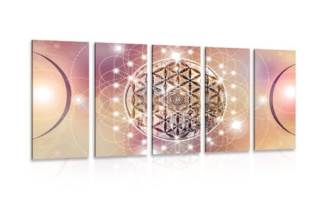 5-TEILIGES WANDBILD BEZAUBERNDES MANDALA - BILDER MIT FENG SHUI-MOTIVEN - BILDER