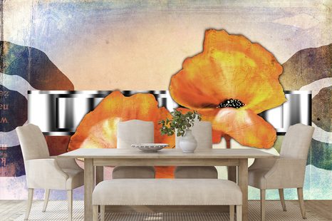 TAPETA KVĚTINY V ORIENTÁLNÍM STYLU - ABSTRAKTNÍ TAPETY - TAPETY