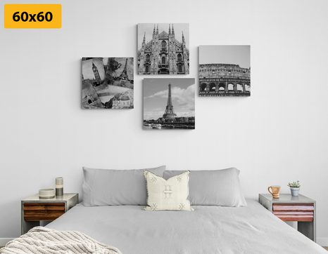 SET DI QUADRI – TOCCO DI STORIA IN BIANCO E NERO - COLLEZIONI DI QUADRI - STAMPE E QUADRI