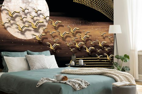 SELBSTKLEBENDE TAPETE FLIEGENDE VÖGEL BEIM VOLLMOND - SELBSTKLEBENDE TAPETEN - TAPETEN