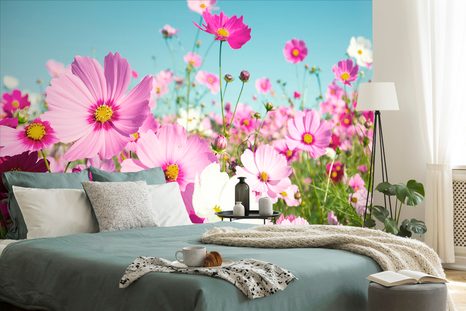 CARTA DA PARATI – PRATO DI FIORI PRIMAVERILI - CARTA DA PARATI CON FIORI - CARTA DA PARATI