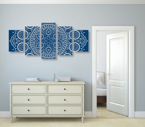 TABLOU 5-PIESE MANDALA ETNICĂ FINĂ - TABLOURI FENG SHUI - TABLOURI