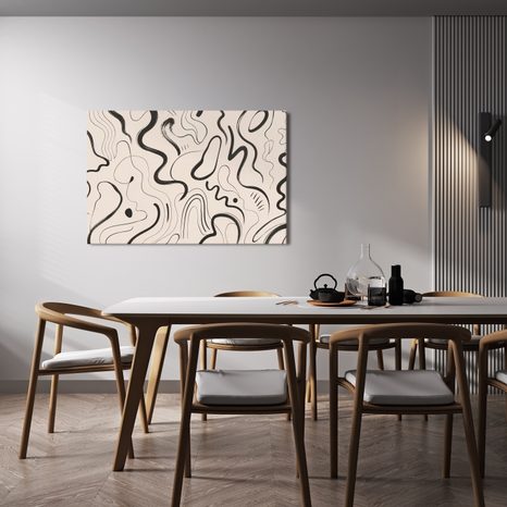 TABLEAU SUR TOILE – FLUX ABSTRAIT DE LIGNES NOIRES - IMAGES FORMES ABSTRAITES - TABLEAUX