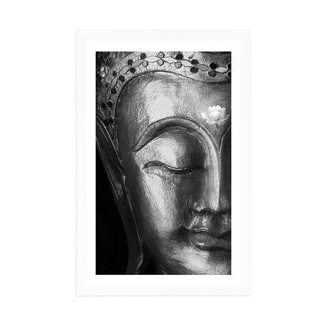 PLAKAT Z PASSE-PARTOUT BOSKI BUDDA W CZERNI I BIELI - CZARNOBIAŁE - PLAKATY