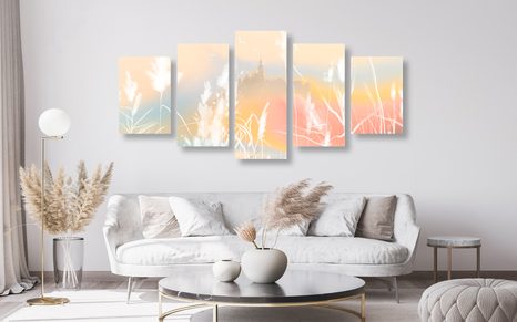 5-DÍLNÝ OBRAZ ZÁMEK V PASTELOVÉ ZEMI - OBRAZY PŘÍRODY A KRAJINY - OBRAZY