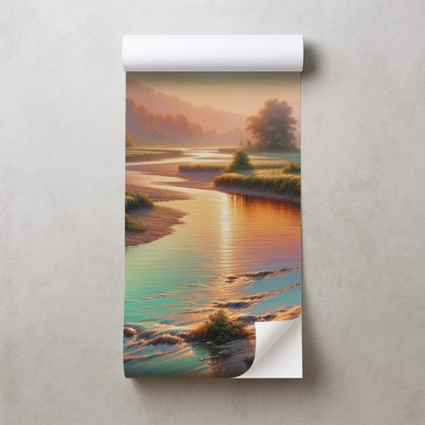 SAMOLEPÍCÍ TAPETA ZÁPAD SLUNCE NAD KLIDNOU ŘEKOU - TAPETY PŘÍRODA - TAPETY
