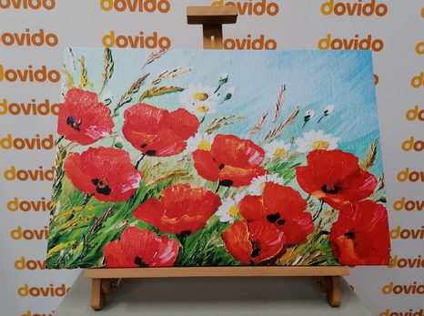 WANDBILD GEMALTE FELDMOHNBLUMEN - BILDER BLUMEN - BILDER