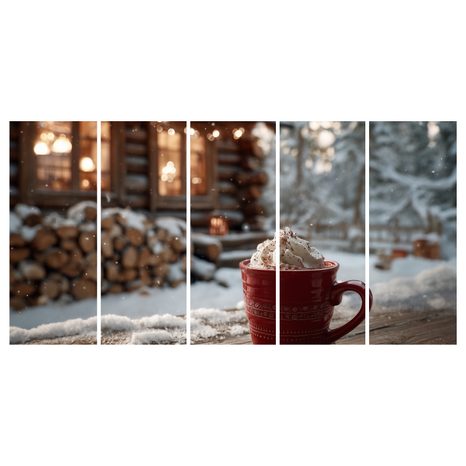 5-DÍLNÝ OBRAZ SLADKÁ ODMĚNA U CHATY - VÁNOČNÍ A ZIMNÍ OBRAZY - OBRAZY
