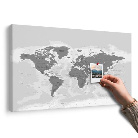 OBRAZ NA KORKU MAPA SVĚTA S ČERNOBÍLÝM NÁDECHEM - OBRAZY NA KORKU - OBRAZY