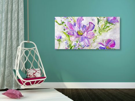 CANVAS PRINT MODERN PAINTED SUMMER FLOWERS - PICTURES FLOWERS - PICTURES