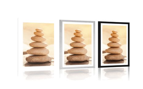 AFFICHE AVEC PASSE-PARTOUT – PYRAMIDE STABLE DE PIERRES - FENG SHUI - AFFICHES