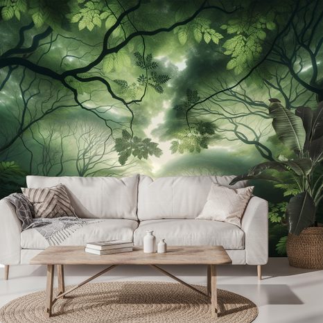 SAMOLEPÍCÍ TAPETA ZELENÝ LESNÍ RÁJ - TAPETY STROMY - TAPETY