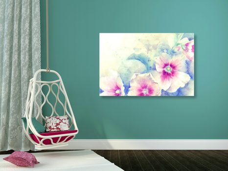 WANDBILD AQUARELLILLUSTRATION VON ROSA BLUMEN - BILDER BLUMEN - BILDER