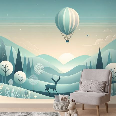 TAPETA SNOVÁ KRAJINA S BALÓNEM - TAPETY PŘÍRODA - TAPETY