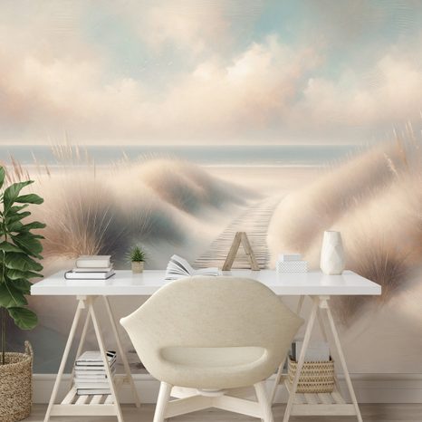 TAPETA PÍSEČNÁ PLÁŽ S DŘEVĚNOU CESTOU - TAPETY MOŘE A PLÁŽ - TAPETY