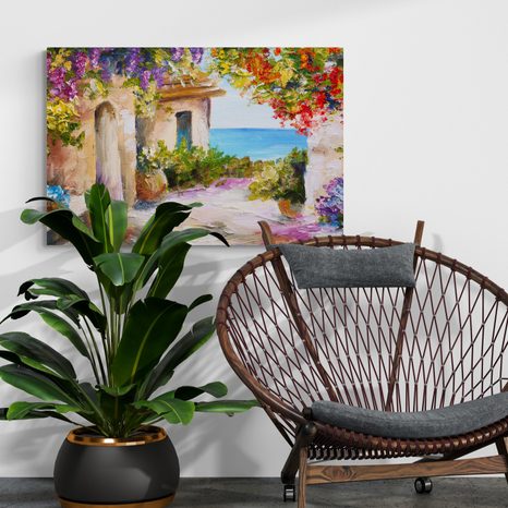 OBRAZ LETNÍ POBŘEŽNÍ DOMEK - OBRAZY - TOTÁLNÍ VÝPRODEJ 🔥