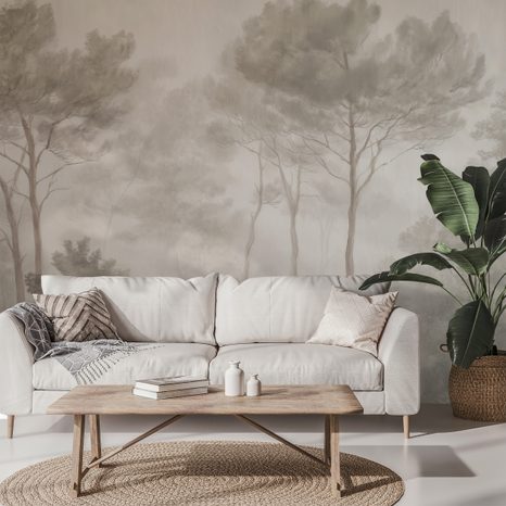 TAPETA GOZDNA POKRAJINA V NEŽNI MEGLI - TAPETE GOZD - TAPETE