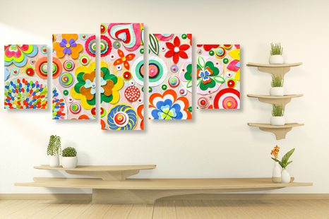 КАРТИНИ ОТ 5 ЧАСТИ – АБСТРАКЦИЯ НА ЦВЕТЯ - КАРТИНИ ЗА ДЕЦА - КАРТИНИ