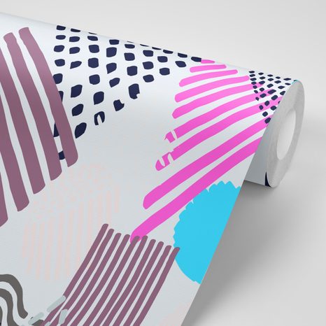 SAMOLEPÍCÍ TAPETA MEMPHIS VZOR V POP-ART STYLU - SAMOLEPÍCÍ TAPETY - TAPETY