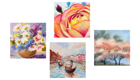 BILDERSET ROMANTISCHES VENEDIG MIT BLUMEN - BILDERSETS - BILDER