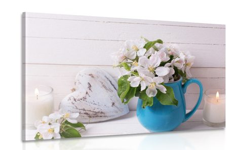 TABLEAU SUR TOILE – FLEURS DANS UN VASE - PEINTURES VINTAGE ET RÉTRO - TABLEAUX