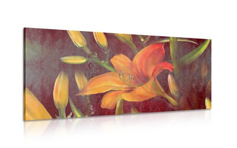 CANVAS PRINT ORANGE LILY BLOSSOM - PICTURES FLOWERS - PICTURES