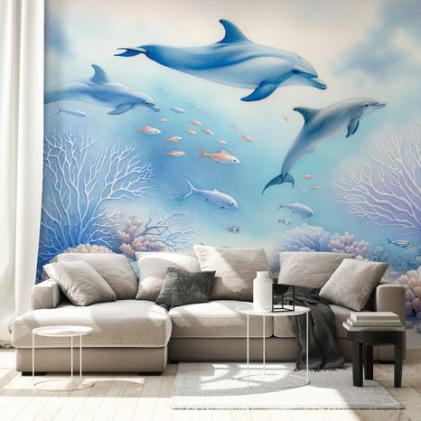 TAPETA PODMOŘSKÝ SVĚT S DELFÍNY - TAPETY MOŘŠTÍ ŽIVOČICHOVÉ - TAPETY