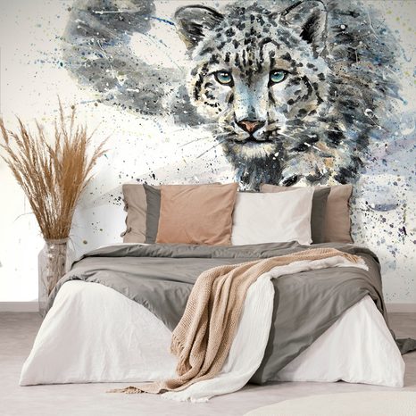 TAPETE GEMALTER LEOPARD - TAPETEN MIT TIERMOTIVEN - TAPETEN