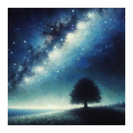 OBRAZ OSAMĚLÝ STROM ŽIVOTA A GALAXIE - OBRAZY STROMY ŽIVOTA - OBRAZY