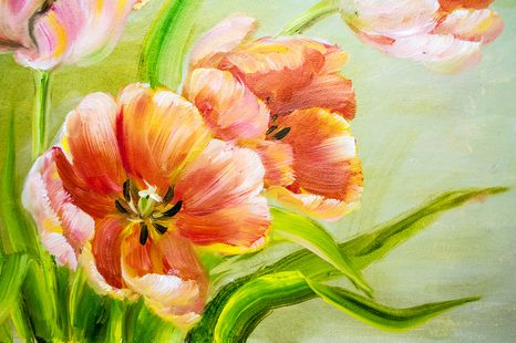 SELBSTKLEBENDE TAPETE ROTE TULPEN MIT HAUCH VON VINTAGE - SELBSTKLEBENDE TAPETEN - TAPETEN