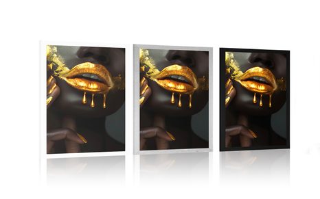 POSTER FRAU MIT GOLDENEN LIPPEN - FRAUEN - POSTER