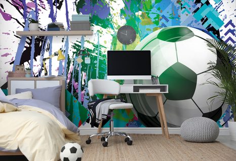 TAPETA MODRO-ZELENÝ VÍTĚZNÝ MÍČ - DĚTSKÉ TAPETY - TAPETY