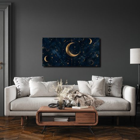 WANDBILD LUNARER SCHEIN ZWISCHEN STERNEN - WANDBILDER MOND - BILDER