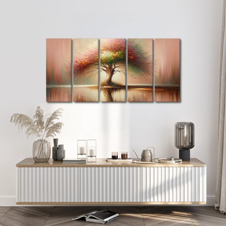 5-DELNA SLIKA DREVO ŽIVLJENJA Z ODSEVOM - SLIKE DREVESA ŽIVLJENJA - SLIKE