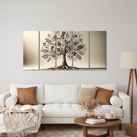 5-DÍLNÝ OBRAZ DEKORATIVNÍ STROM ŽIVOTA S ORNAMENTY - OBRAZY STROMY ŽIVOTA - OBRAZY