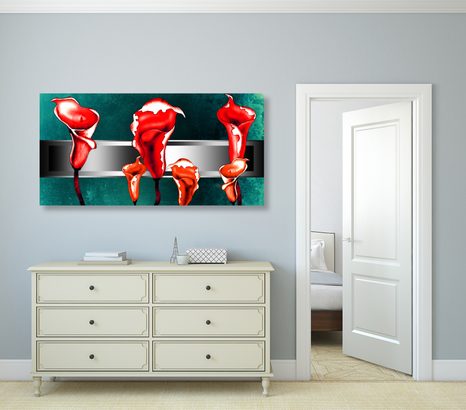 OBRAZ ABSTRAKCYJNE CZERWONE LILIE ETIPSKIE - OBRAZY ABSTRAKCYJNE - OBRAZY