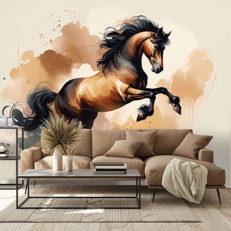 SAMOLEPÍCÍ TAPETA DYNAMICKÝ HNĚDÝ KŮŇ V POHYBU - ΤΑΠΕΤΣΑΡΊΑ ΑΛΌΓΩΝ - ΤΑΠΕΤΣΑΡΊΕΣ