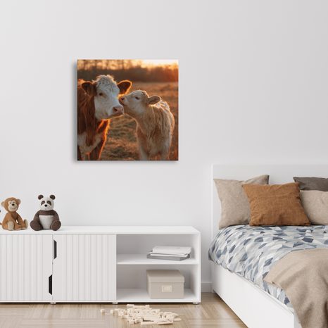 WANDBILD KÜHE IM ABENDLICHT - WANDBILDER BÜFFEL UND KÜHE - BILDER