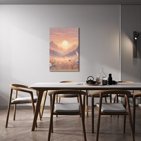 WANDBILD BERGWIESE - BILDER VON SONNENAUFGANG UND SONNENUNTERGANG - BILDER