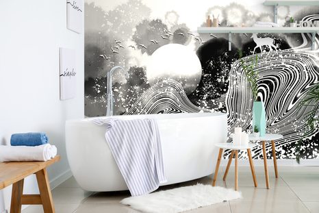 CARTA DA PARATI – PAESAGGIO MIRACOLOSO IN BIANCO E NERO - CARTA DA PARATI BIANCO E NERO - CARTA DA PARATI