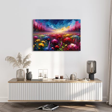 OBRAZ ZÁŘIVÁ LOUKA PLNÁ KVĚTIN - OBRAZY POLE A LOUKY - OBRAZY