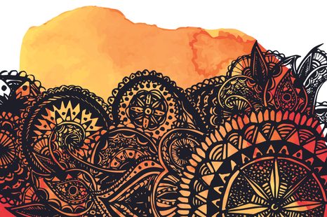 SAMOLEPÍCÍ TAPETA MANDALA ORANŽOVÝ AKVAREL - SAMOLEPÍCÍ TAPETY - TAPETY