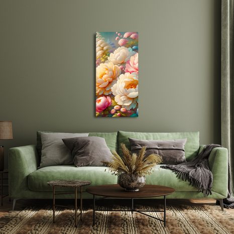 WANDBILD BUNTE PFINGSTROSEN IN VOLLER BLÜTE - BILDER BLUMEN - BILDER