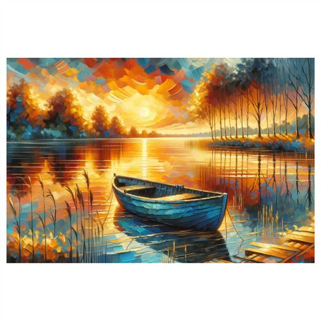 QUADRO SU TELA – CALMA SERALE SUL LAGO - QUADRI LAGHI - STAMPE E QUADRI