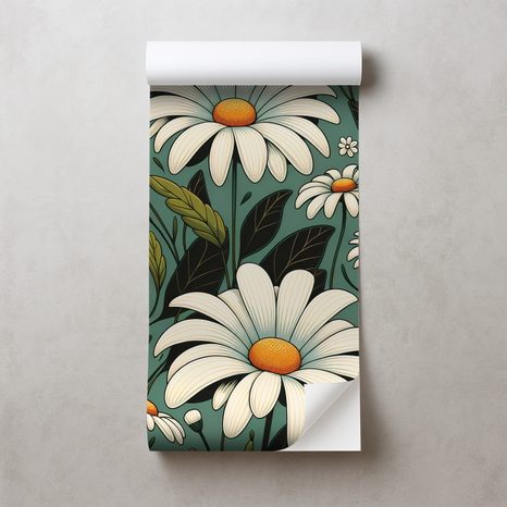 SAMOLEPÍCÍ TAPETA RETRO KOPRETINY S LISTY - TAPETY KVĚTINY - TAPETY