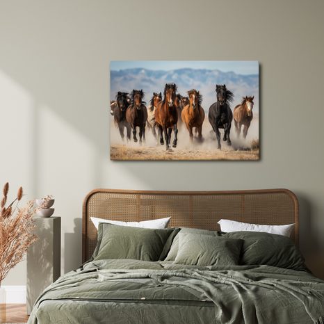OBRAZ DIVOKÝ BĚH KONÍ KRAJINOU - OBRAZY KONĚ - OBRAZY